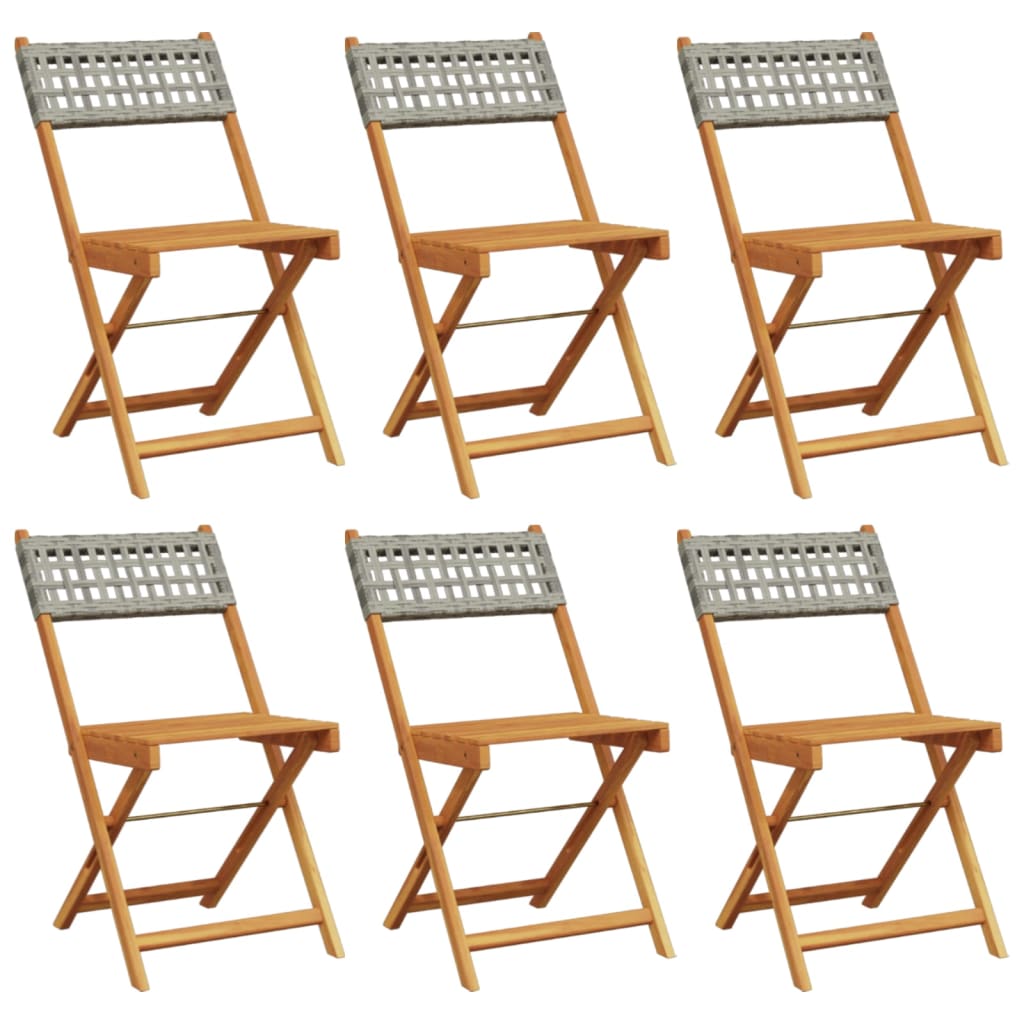 Chaises de jardin pliantes lot de 6 gris poly rotin bois massif