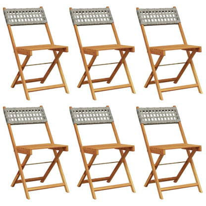 Chaises de jardin pliantes lot de 6 gris poly rotin bois massif