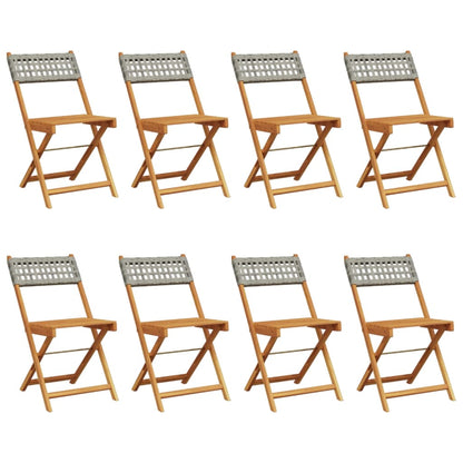 Chaises de jardin pliantes lot de 8 gris poly rotin bois massif