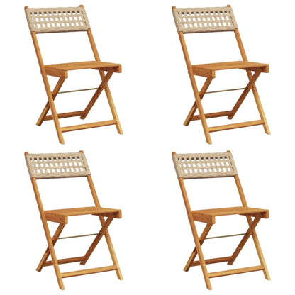 Chaises de jardin pliantes lot de 4 beige rotin et bois massif