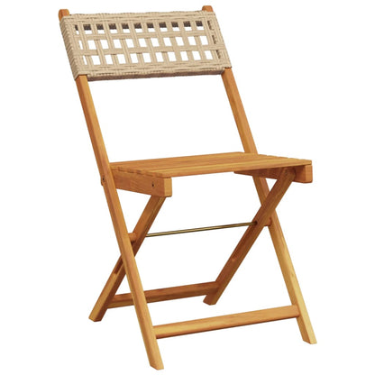 Chaises de jardin pliantes lot de 4 beige rotin et bois massif