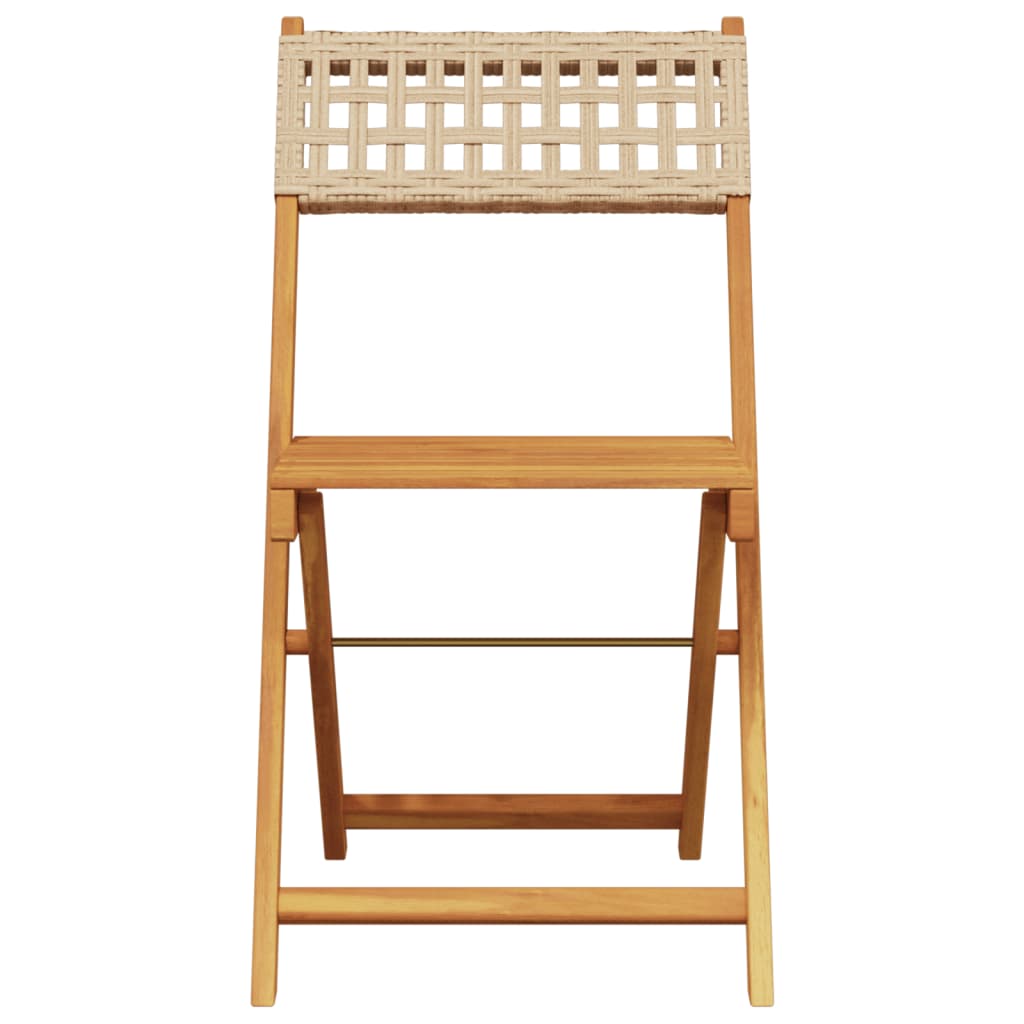 Chaises de jardin pliantes lot de 4 beige rotin et bois massif