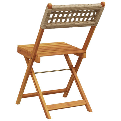 Chaises de jardin pliantes lot de 4 beige rotin et bois massif