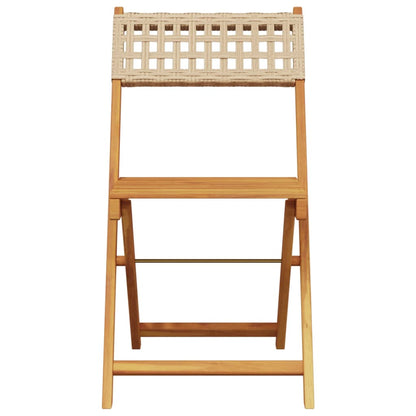 Chaises de jardin pliantes lot de 6 beige rotin et bois massif