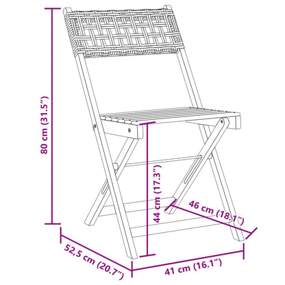 Chaises de jardin pliantes lot de 6 beige rotin et bois massif