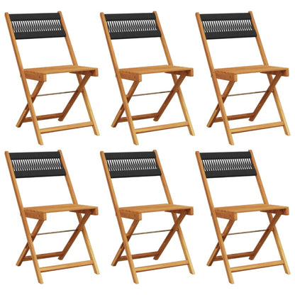 Chaises de jardin pliantes lot de 6 noir bois d'acacia massif