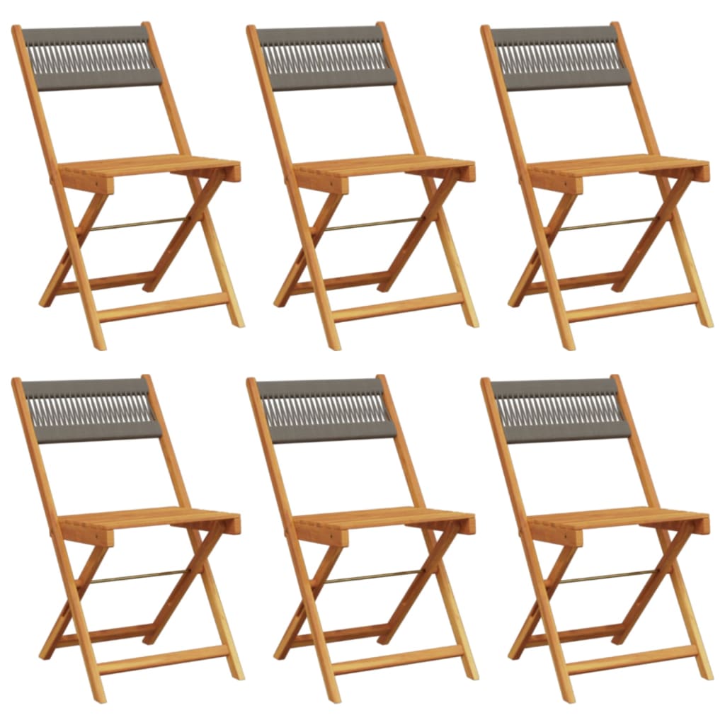 Chaises de jardin pliables lot de 6 gris bois d'acacia massif