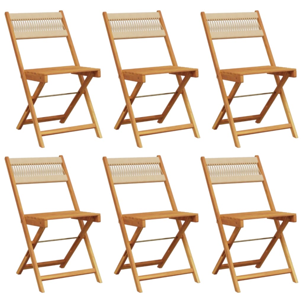 Chaises de jardin pliantes lot de 6 beige bois d'acacia massif