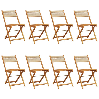 Chaises de jardin pliantes lot de 8 beige bois d'acacia massif