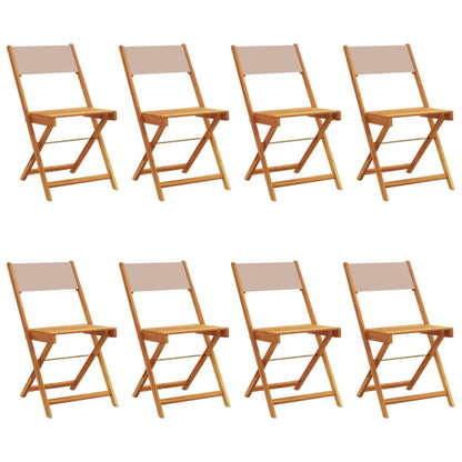 Chaises de jardin pliantes lot de 8 taupe tissu et bois massif