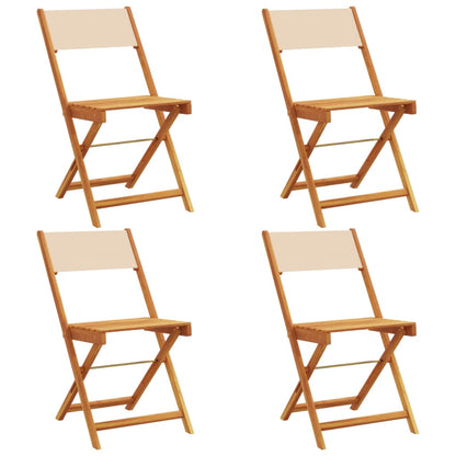 Chaises de jardin pliantes lot de 4 beige tissu et bois massif