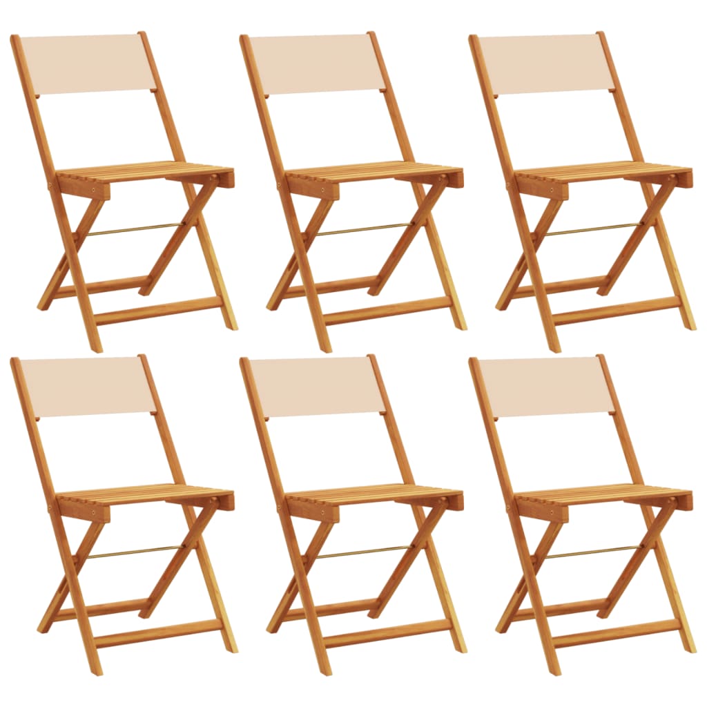 Chaises de jardin pliantes lot de 6 beige tissu et bois massif