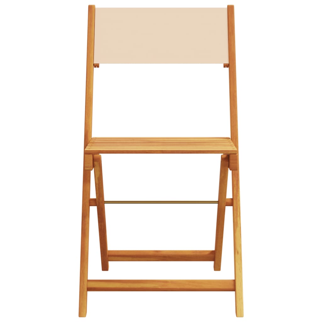 Chaises de jardin pliantes lot de 6 beige tissu et bois massif