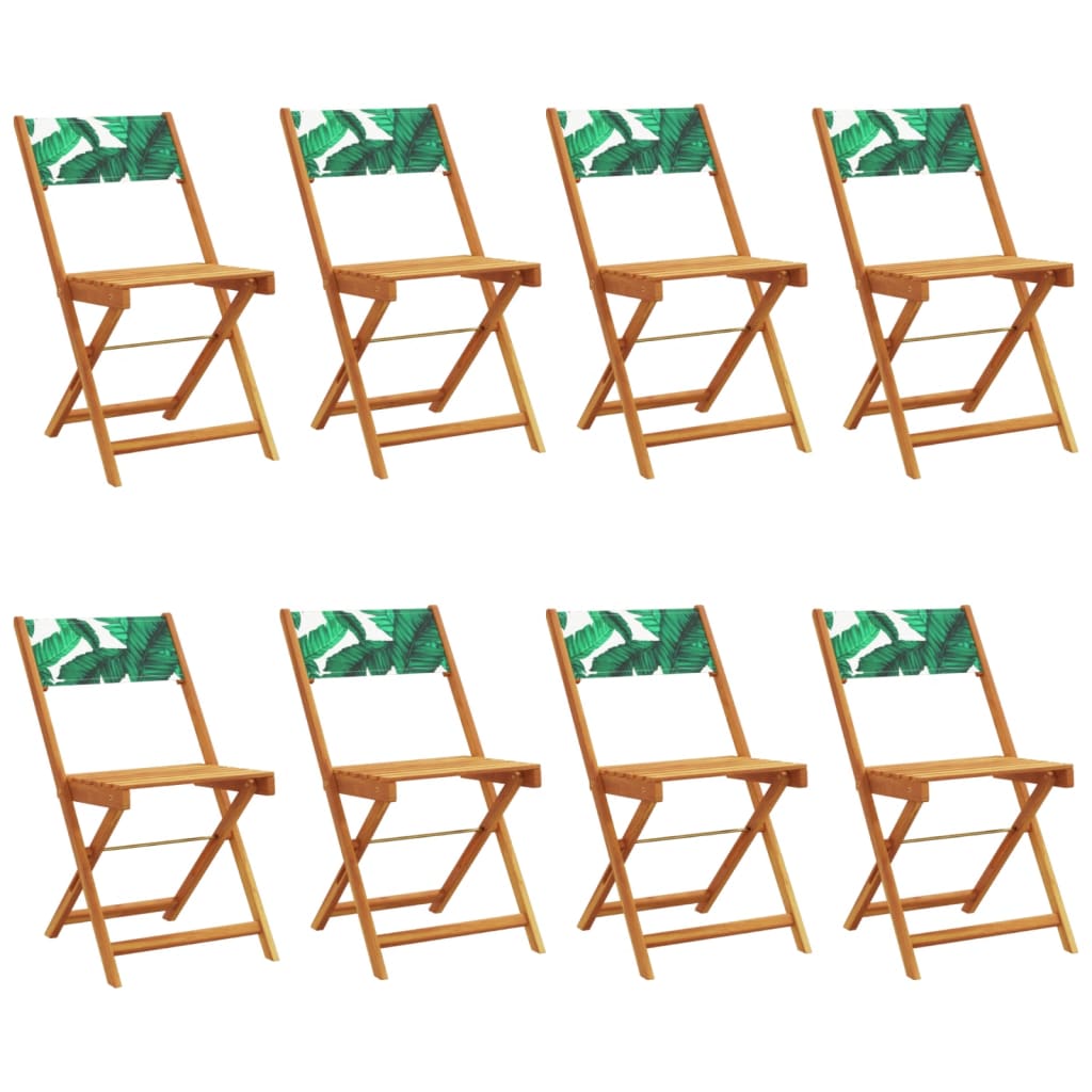 Chaises de jardin pliantes lot de 8 vert tissu et bois massif