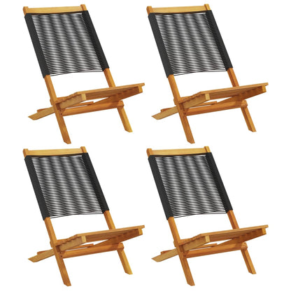 Chaises de jardin pliantes lot de 4 noir bois d'acacia massif