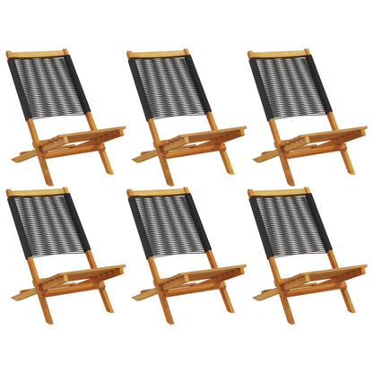 Chaises de jardin pliantes lot de 6 noir bois d'acacia massif