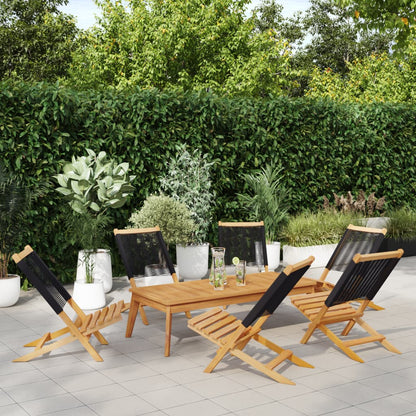 Chaises de jardin pliantes lot de 6 noir bois d'acacia massif