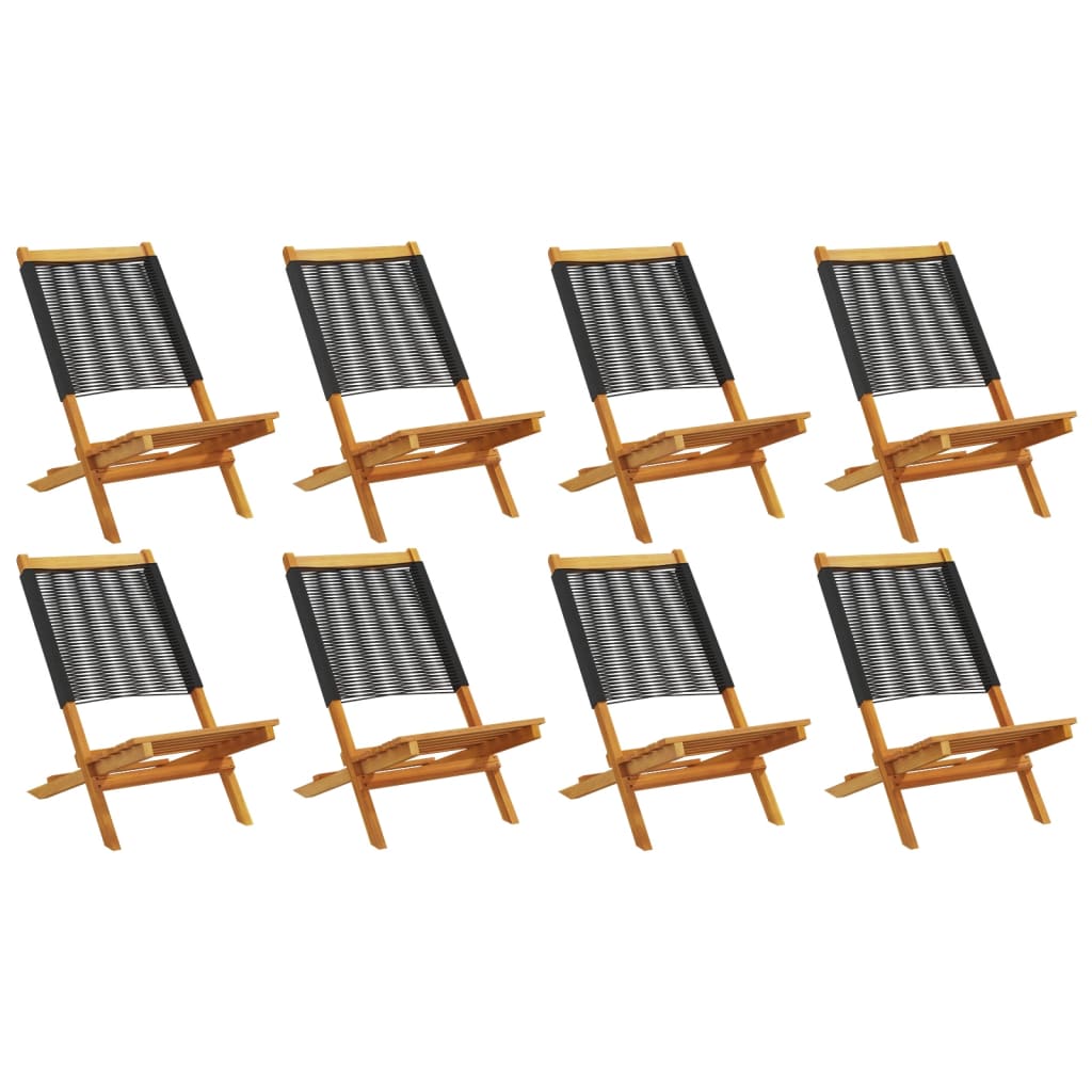 Chaises de jardin pliantes lot de 8 noir bois d'acacia massif