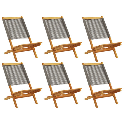 Chaises de jardin pliables lot de 6 gris bois d'acacia massif