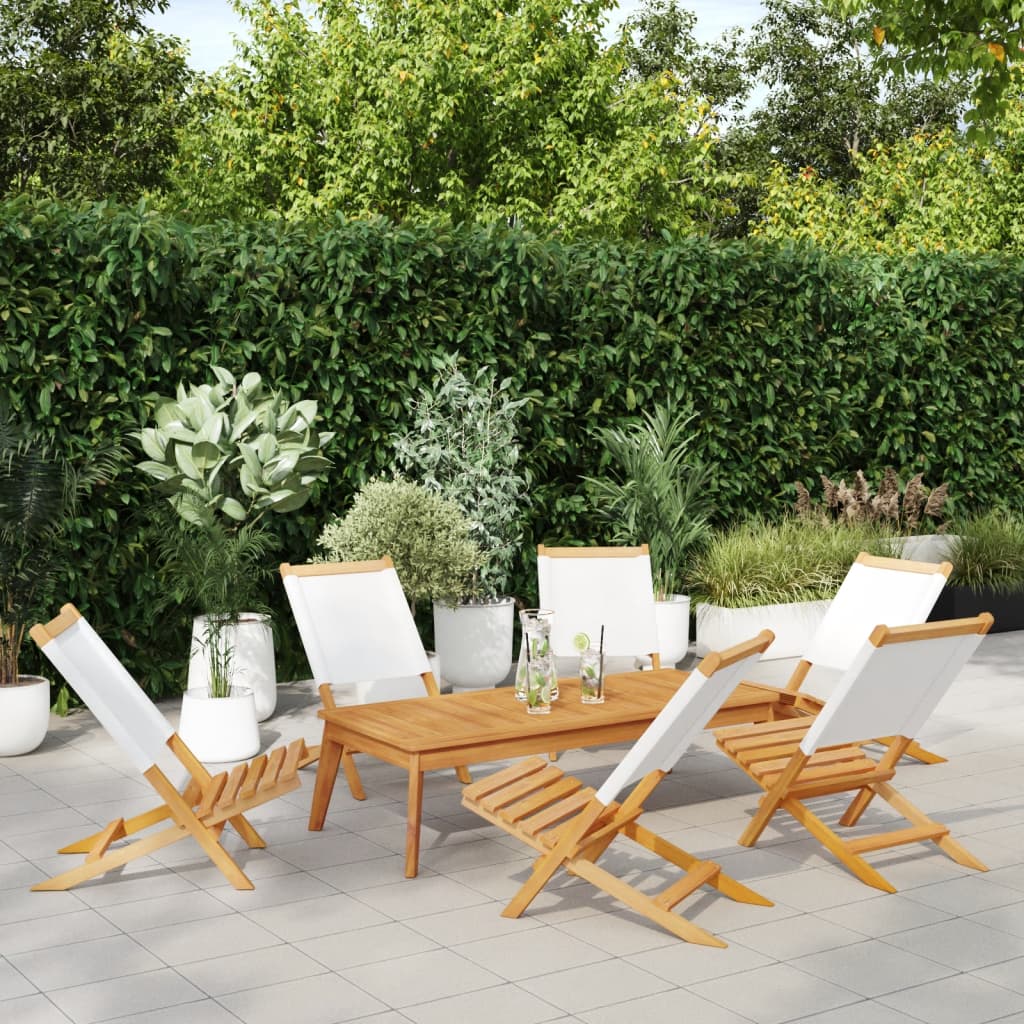 Chaises de jardin pliantes lot de 6 tissu et bois massif