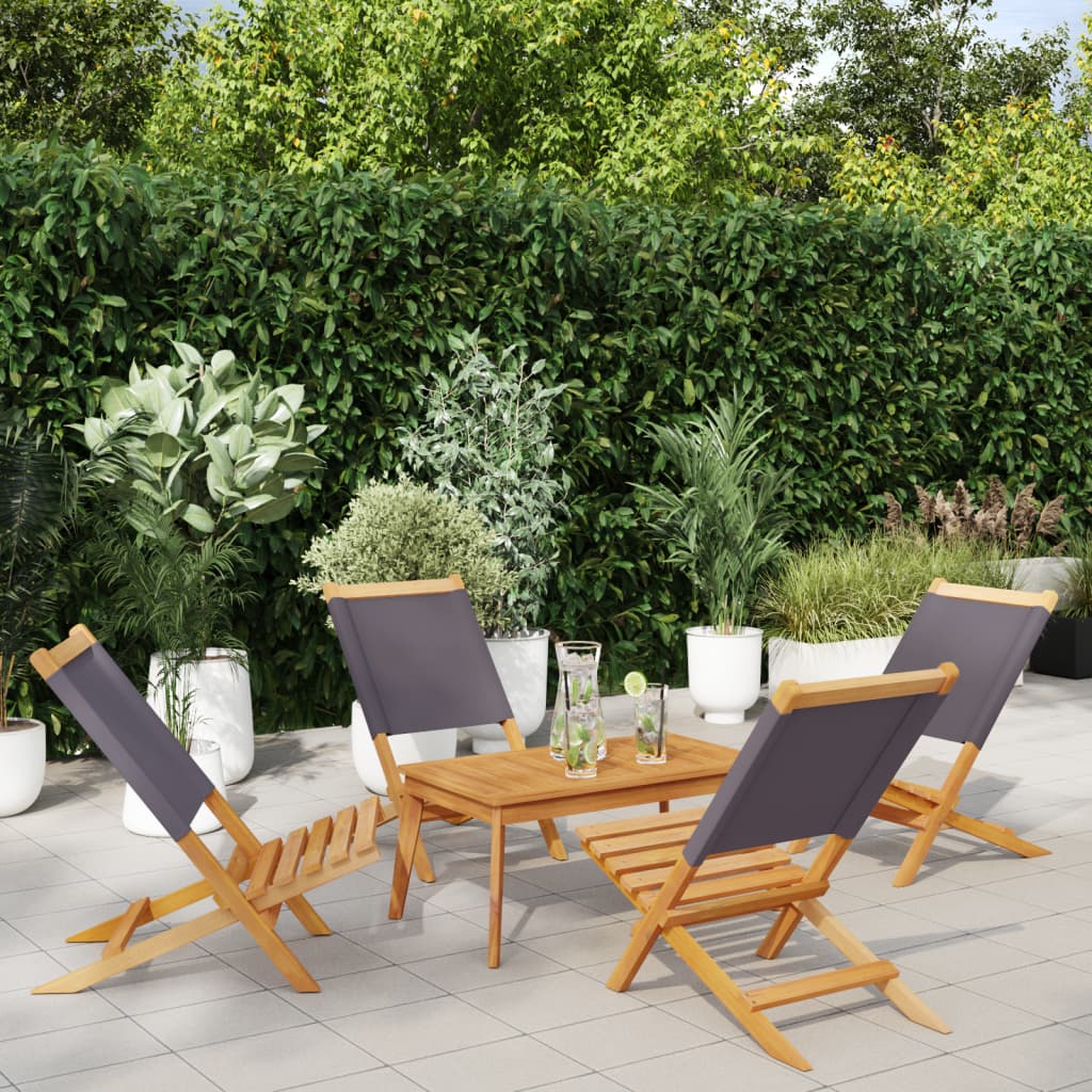 Chaises de jardin pliantes lot de 4 tissu et bois massif