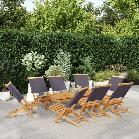 Chaises de jardin pliantes lot de 8 tissu et bois massif