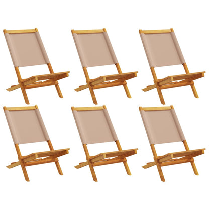 Chaises de jardin pliantes lot de 6 taupe tissu et bois massif