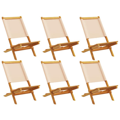 Chaises de jardin pliantes lot de 6 beige tissu et bois massif