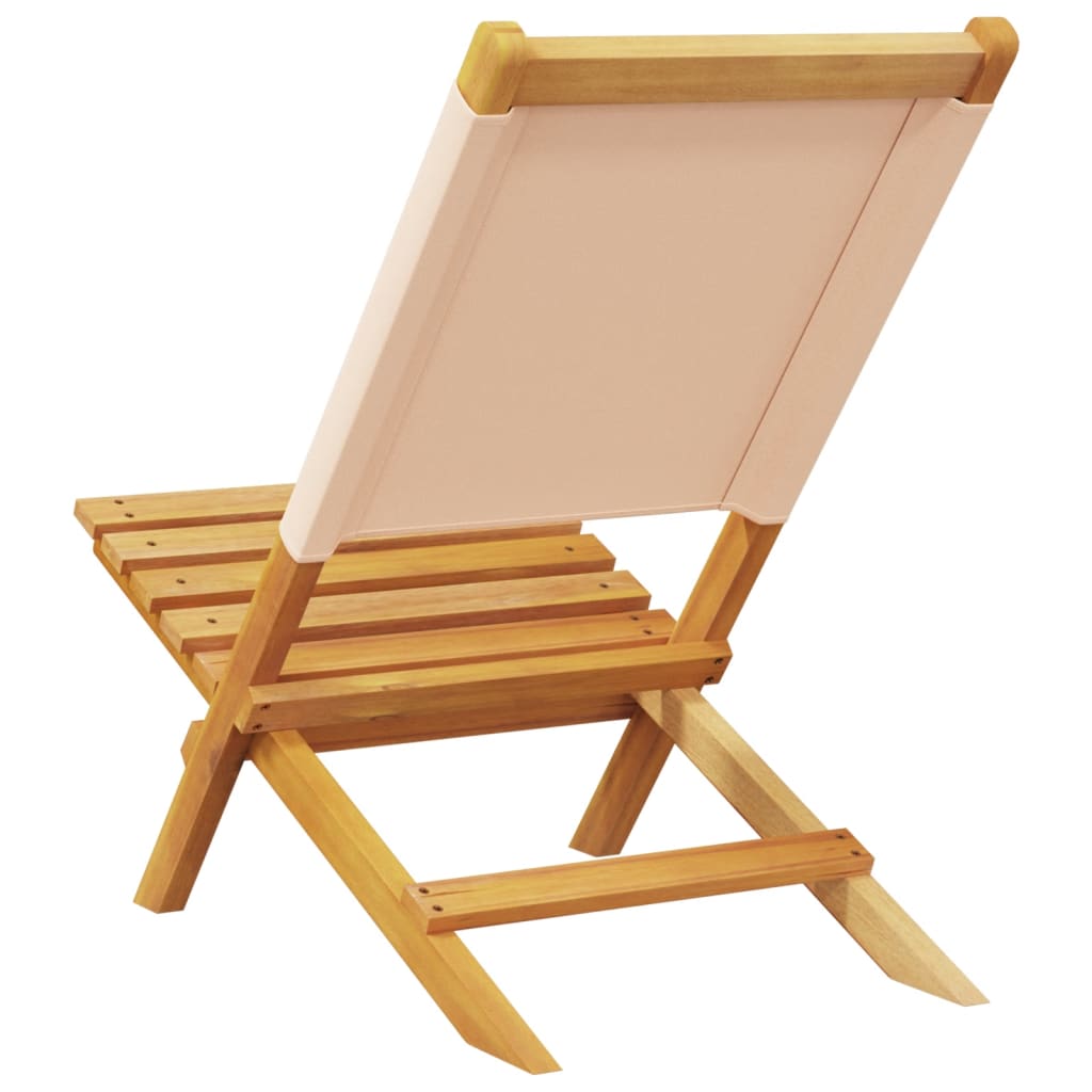 Chaises de jardin pliantes lot de 6 beige tissu et bois massif