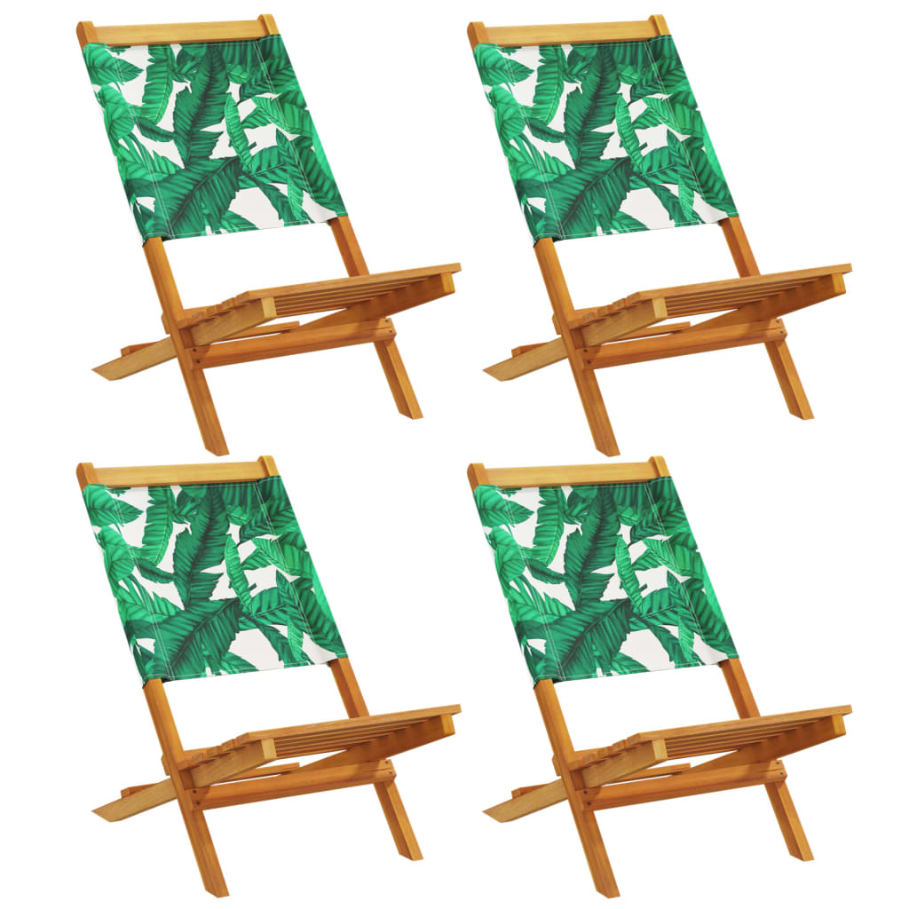 Chaises de jardin pliantes lot de 4 vert tissu et bois massif