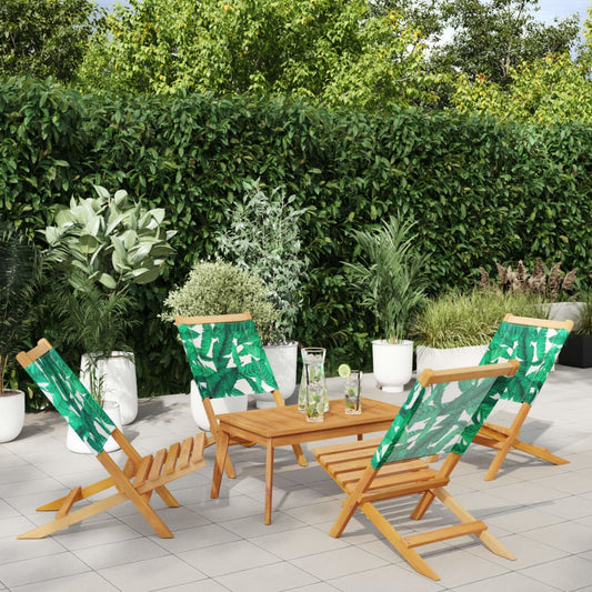 Chaises de jardin pliantes lot de 4 vert tissu et bois massif