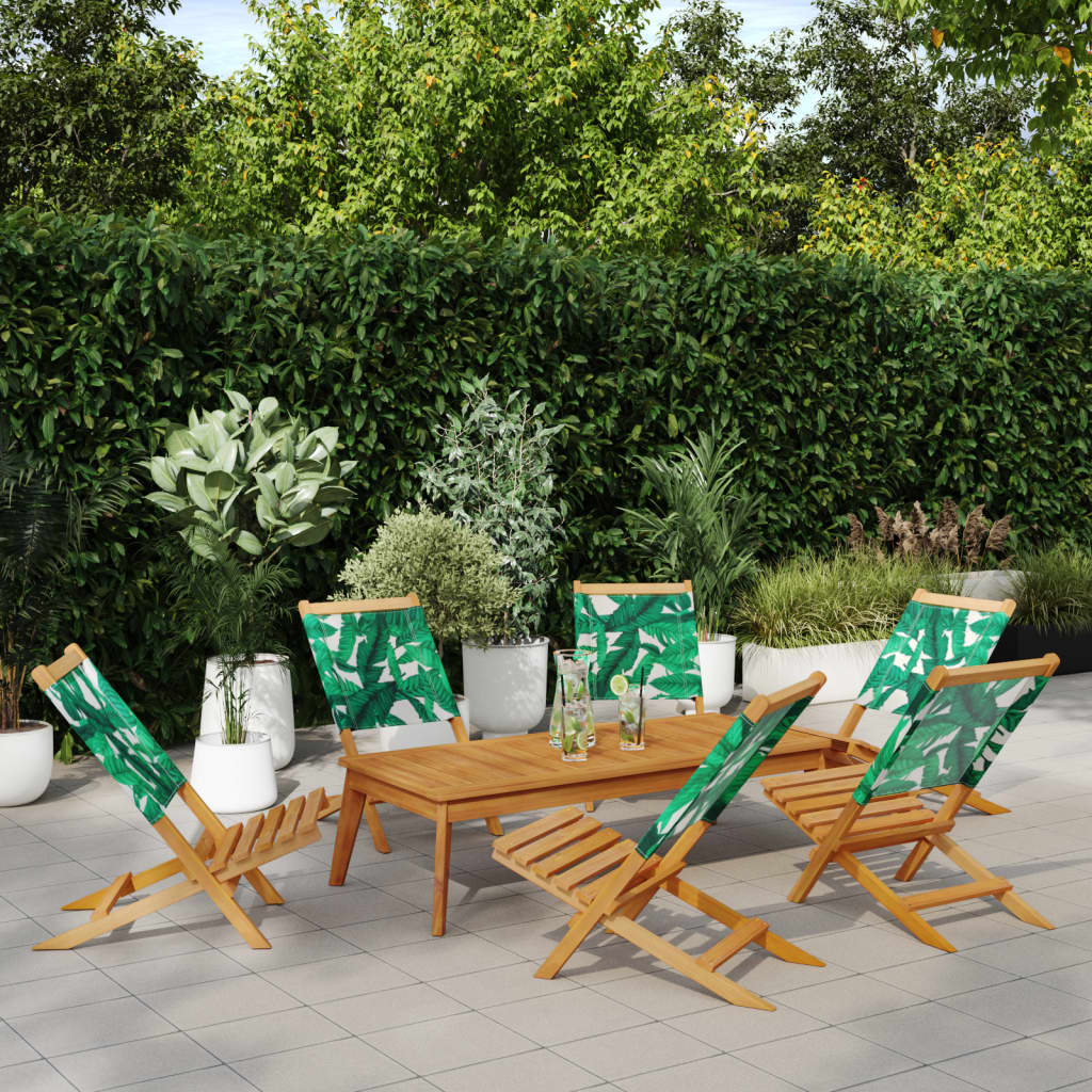 Chaises de jardin pliantes lot de 6 vert tissu et bois massif