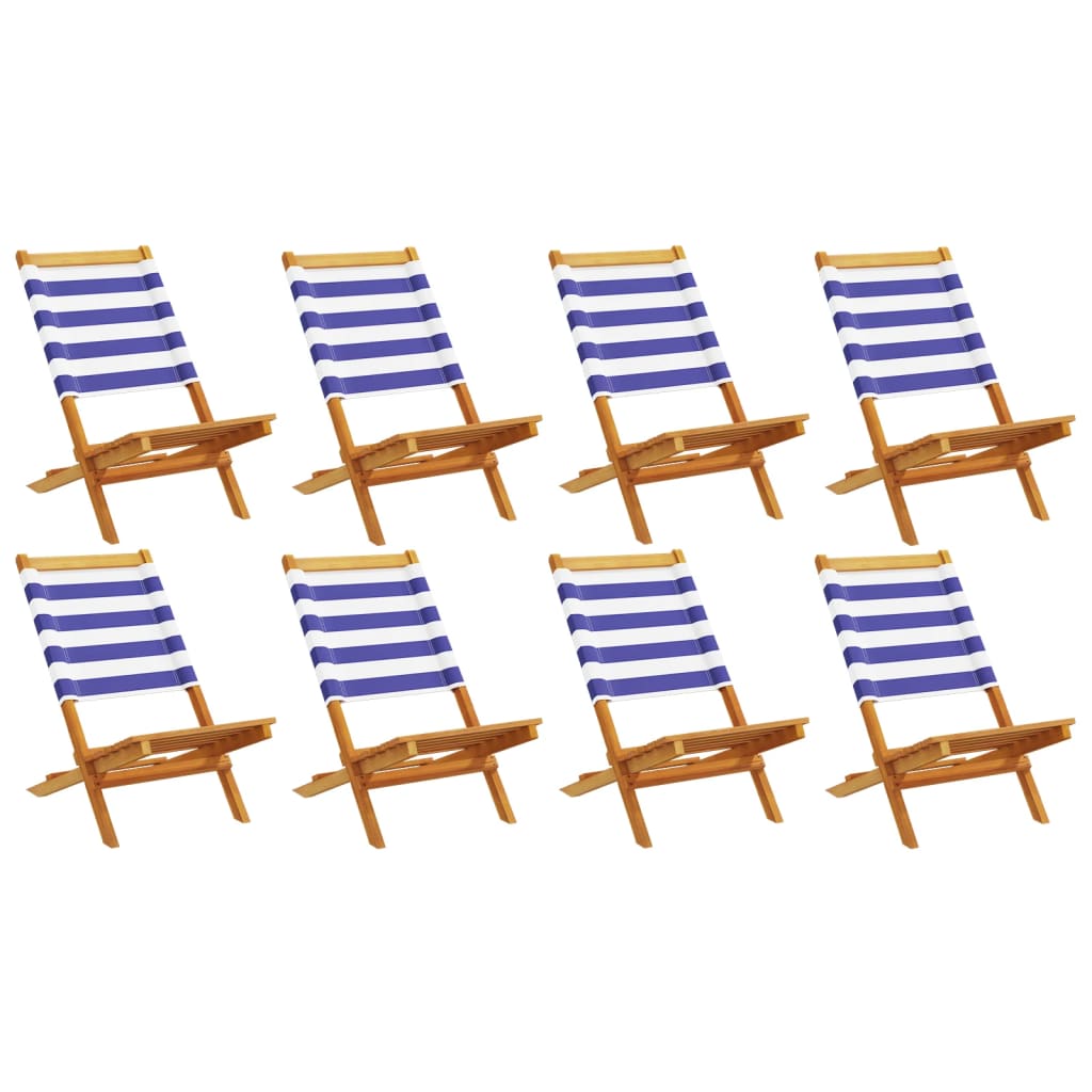 Chaises de jardin pliantes lot de 8 tissu et bois massif