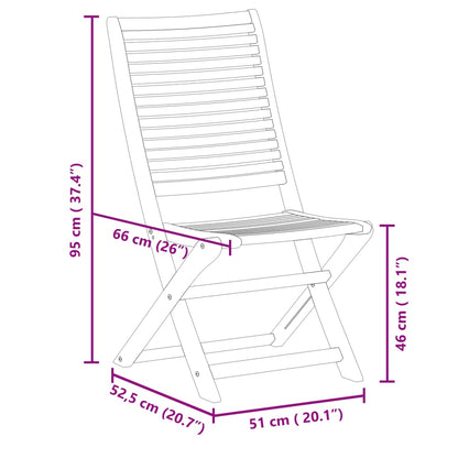 Chaises de jardin pliantes lot de 6 51x66x95 cm bois d'acacia