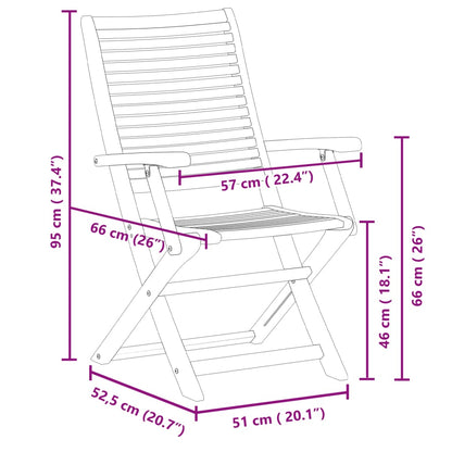 Chaises de jardin pliantes lot de 8 57x66x95 cm bois d'acacia