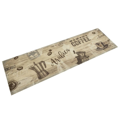 Tapis de cuisine lavable imprimé café marron 45x150 cm velours