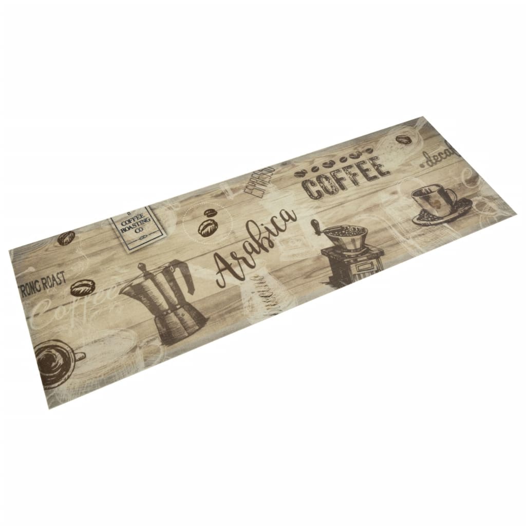 Tapis de cuisine lavable imprimé café marron 60x180 cm velours