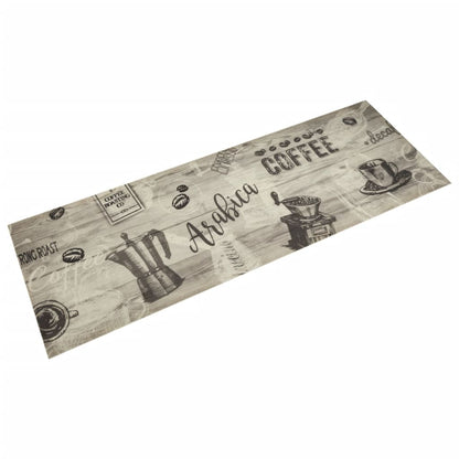 Tapis de cuisine lavable imprimé café gris 60x180 cm velours