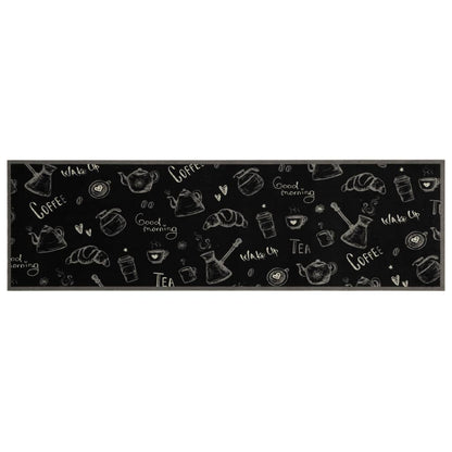 Tapis de cuisine lavable imprimé Morning noir 45x150 cm velours