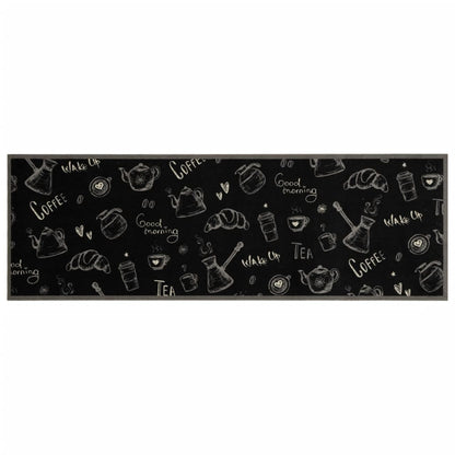 Tapis de cuisine lavable imprimé Morning noir 60x180 cm velours