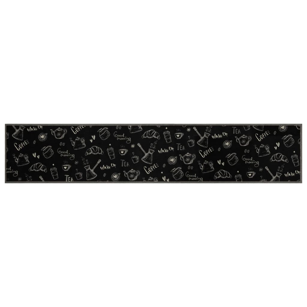 Tapis de cuisine lavable imprimé Morning noir 60x300 cm velours