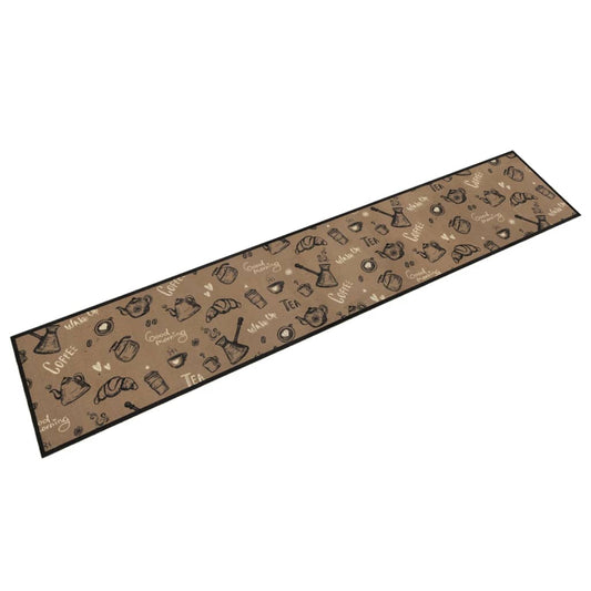 Tapis de cuisine lavable imprimé Morning brun 60x300 cm velours