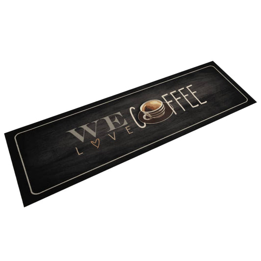 Tapis de cuisine lavable texte Coffee 45x150 cm velours