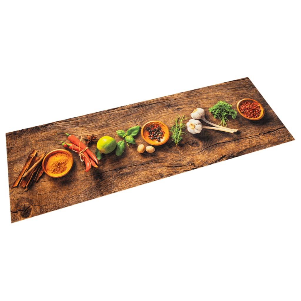 Tapis de cuisine lavable impression d'épices 45x150 cm velours