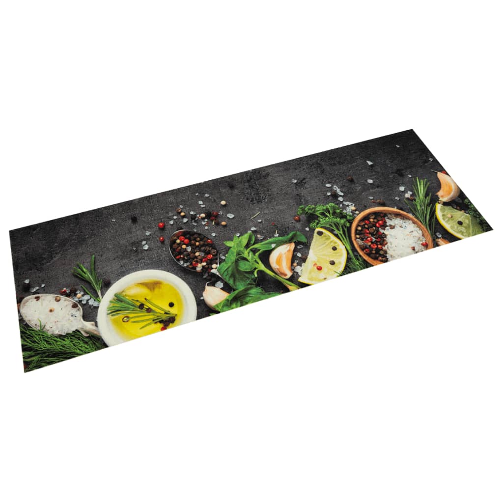 Tapis de cuisine lavable impression d'épices 45x150 cm velours