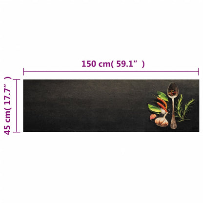 Tapis de cuisine lavable impression d'épices 45x150 cm velours