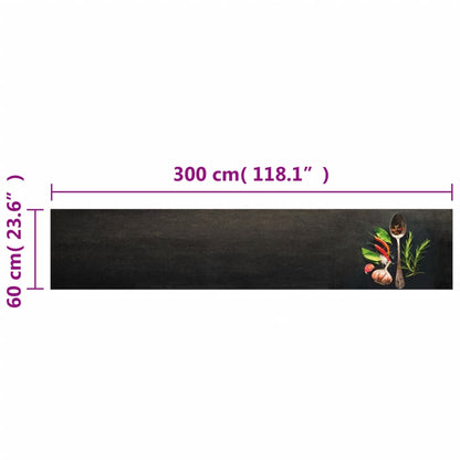 Tapis de cuisine lavable impression d'épices 60x300 cm velours