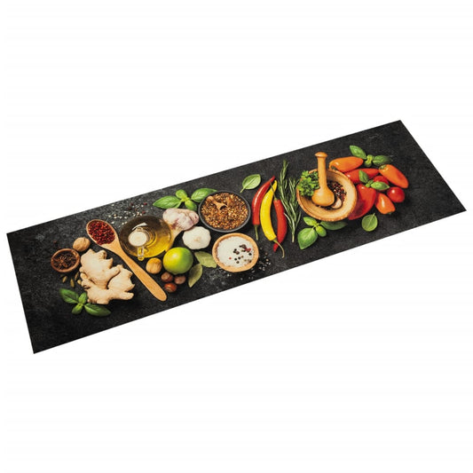 Tapis de cuisine lavable impression d'épices 45x150 cm velours