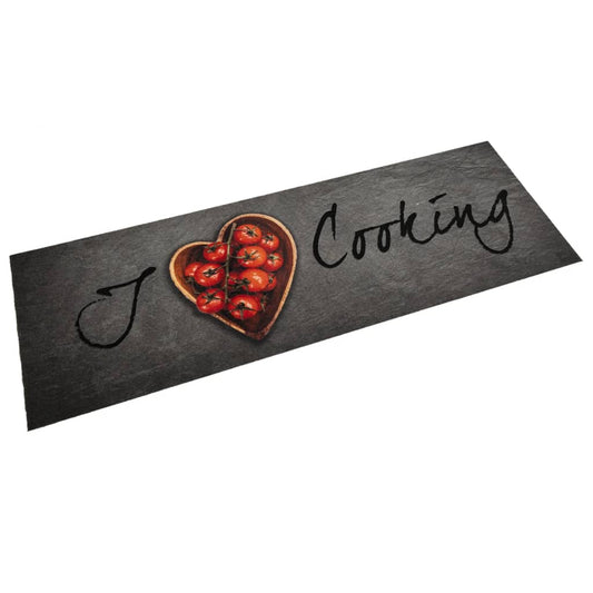 Tapis de cuisine lavable texte Cooking 60x180 cm velours