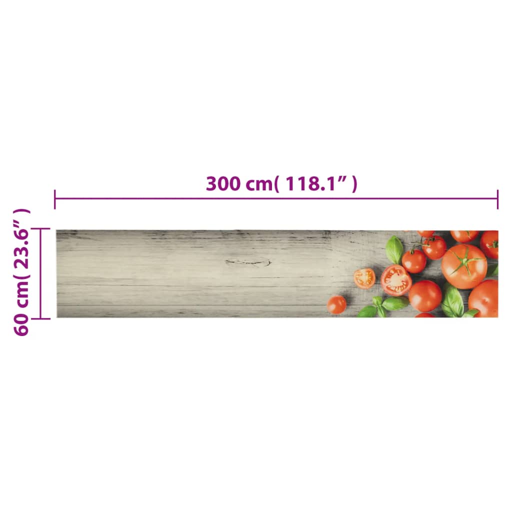 Tapis de cuisine lavable impression de tomates 60x300cm velours